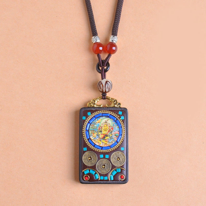Buddha Stones Collier pendentif Zakiram Balance en pièces de cuivre Thangka Yin Yang et bois d'ébène - image 17