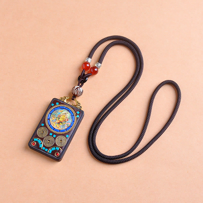 Buddha Stones Collier pendentif Zakiram Balance en pièces de cuivre Thangka Yin Yang et bois d'ébène - image 16