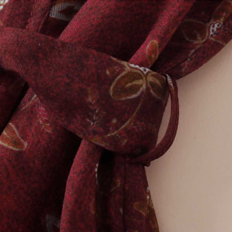 Buddha Stones Robe midi d'été à imprimé floral, boutons et lacets, manches courtes et poches - image 6
