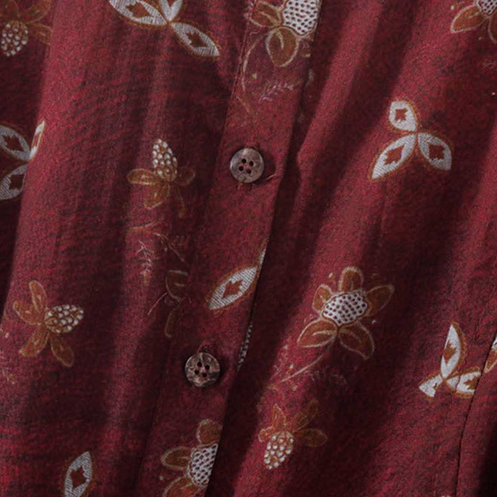 Buddha Stones Robe midi d'été à imprimé floral, boutons et lacets, manches courtes et poches - image 4
