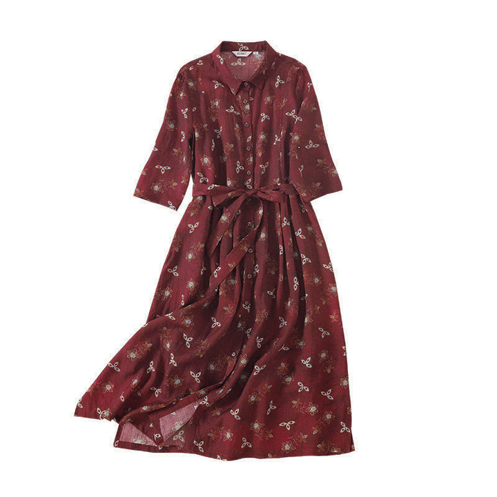 Buddha Stones Robe midi d'été à imprimé floral, boutons et lacets, manches courtes et poches - image 10