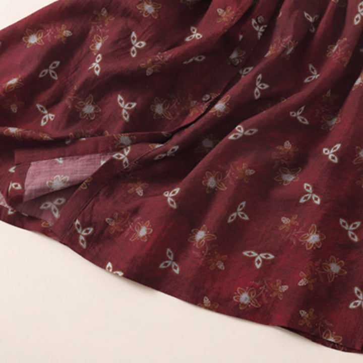 Buddha Stones Robe midi d'été à imprimé floral, boutons et lacets, manches courtes et poches - image 9