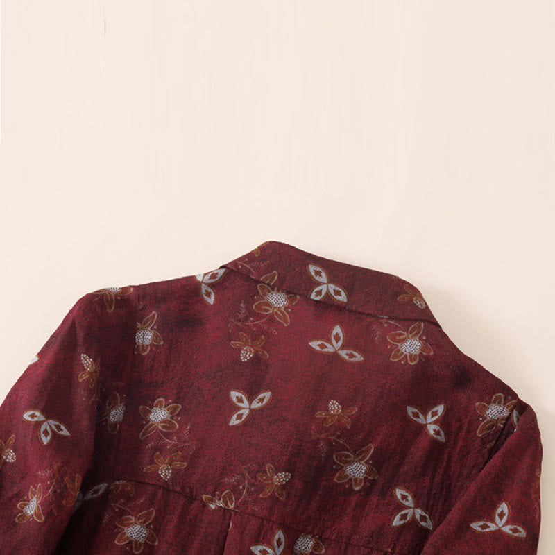 Buddha Stones Robe midi d'été à imprimé floral, boutons et lacets, manches courtes et poches - image 3