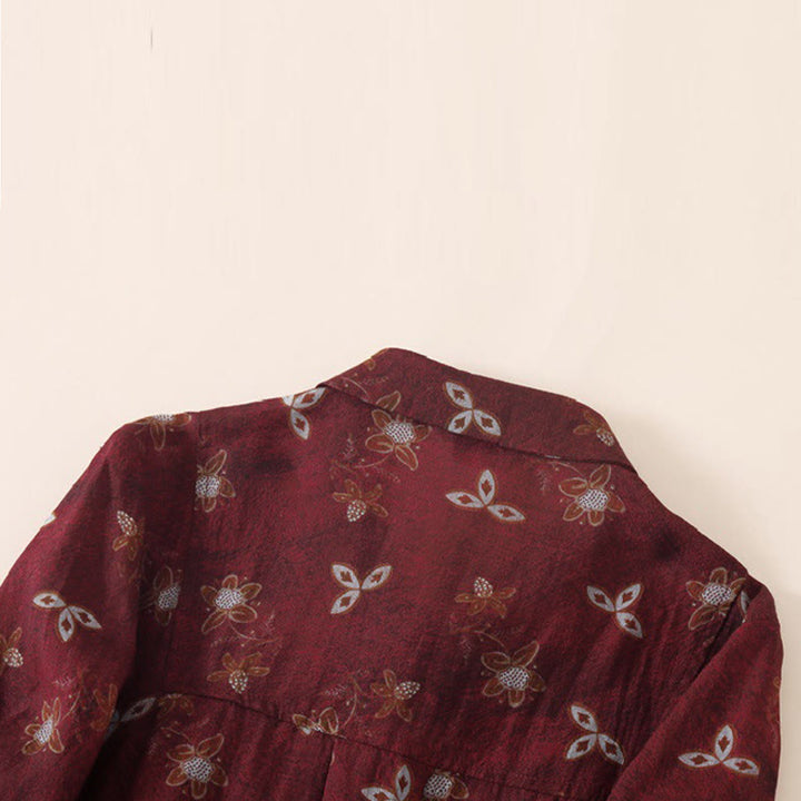 Buddha Stones Robe midi d'été à imprimé floral, boutons et lacets, manches courtes et poches - image 3
