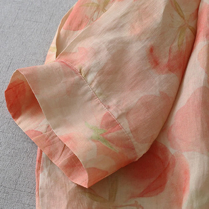 Buddha Stones Chemise à manches longues et col rond à motif floral printanier pour femme, en polyester - image 14