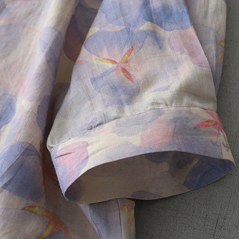 Buddha Stones Chemise à manches longues et col rond à motif floral printanier pour femme, en polyester - image 4