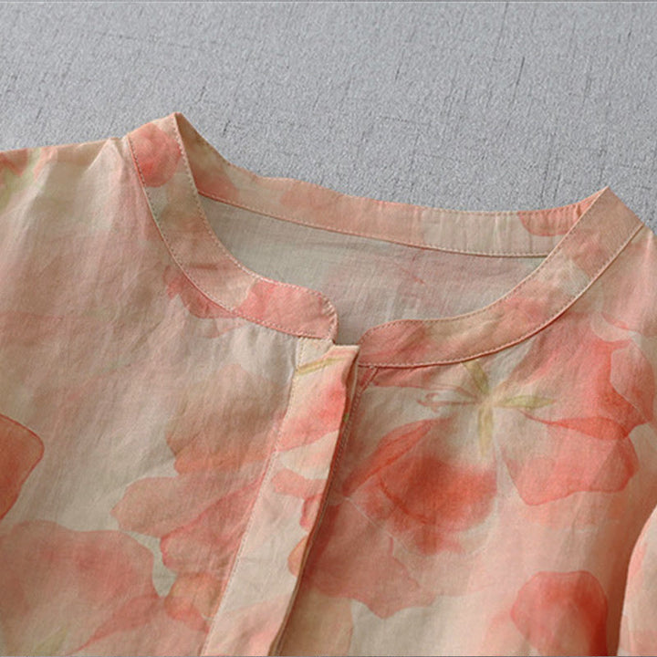 Buddha Stones Chemise à manches longues et col rond à motif floral printanier pour femme, en polyester - image 8