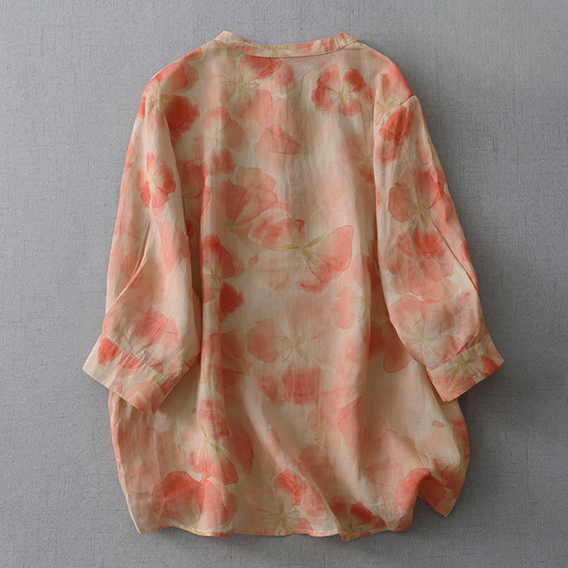 Buddha Stones Chemise à manches longues et col rond à motif floral printanier pour femme, en polyester - image 7