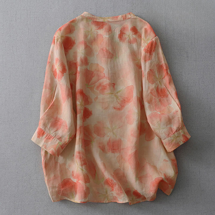 Buddha Stones Chemise à manches longues et col rond à motif floral printanier pour femme, en polyester - image 7