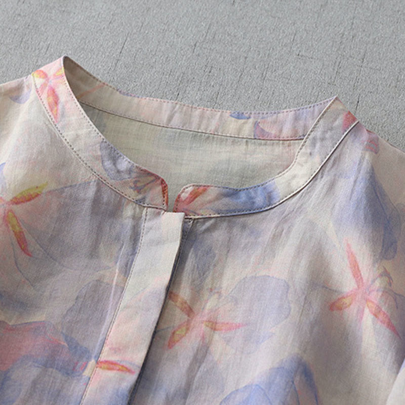 Buddha Stones Chemise à manches longues et col rond à motif floral printanier pour femme, en polyester - image 2