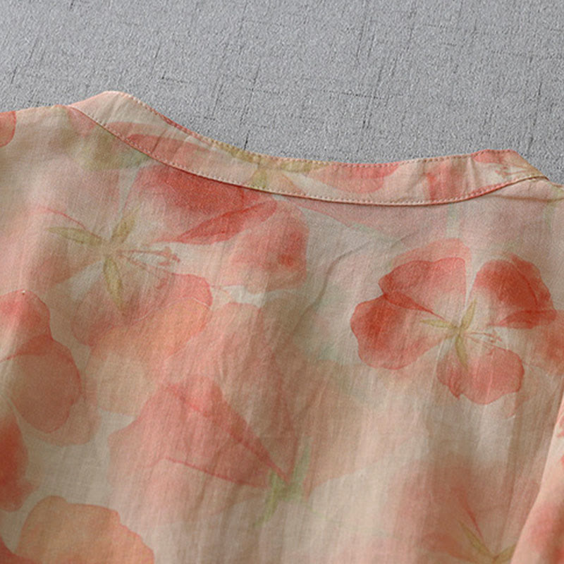 Buddha Stones Chemise à manches longues et col rond à motif floral printanier pour femme, en polyester - image 10