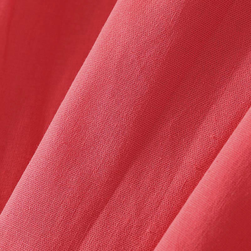 Buddha Stones Chemise d'été en coton uni à manches courtes et col montant, avec poches, et boutons. - image 12