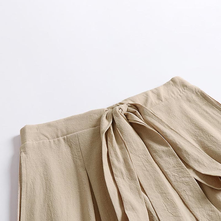 Buddha Stones Pantalon large pour homme en coton et lin, longueur cheville, avec poches et lacets simples - image 2