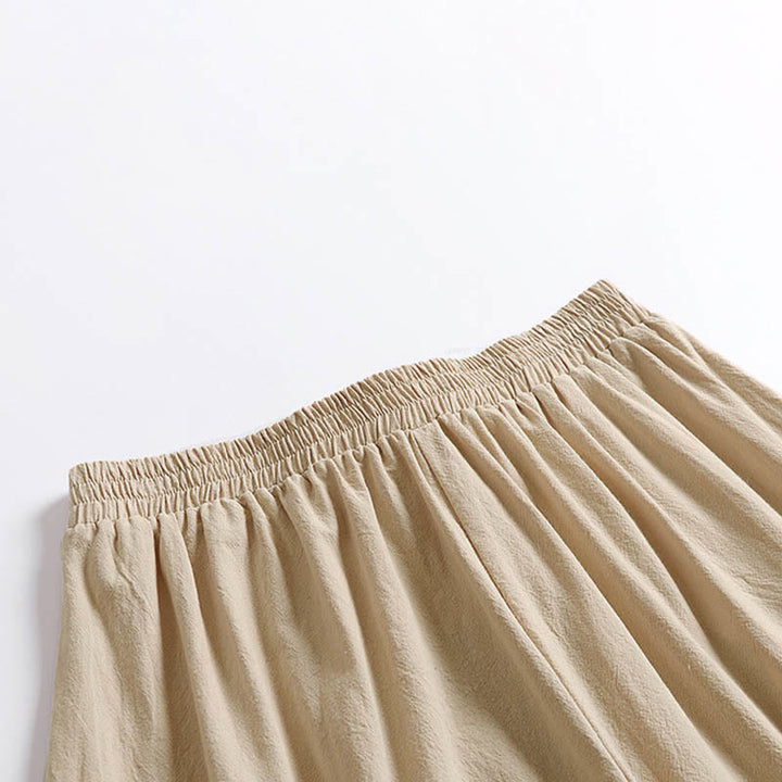 Buddha Stones Pantalon large pour homme en coton et lin, longueur cheville, avec poches et lacets simples - image 3