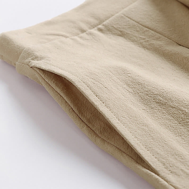 Buddha Stones Pantalon large pour homme en coton et lin, longueur cheville, avec poches et lacets simples - image 5