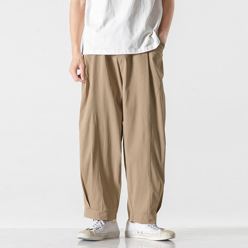 Buddha Stones Pantalon cargo harem homme d'été uni à cordon de serrage et poches, longueur cheville - Blé - US/UK/AU46，EU56 (5XL) - image 0