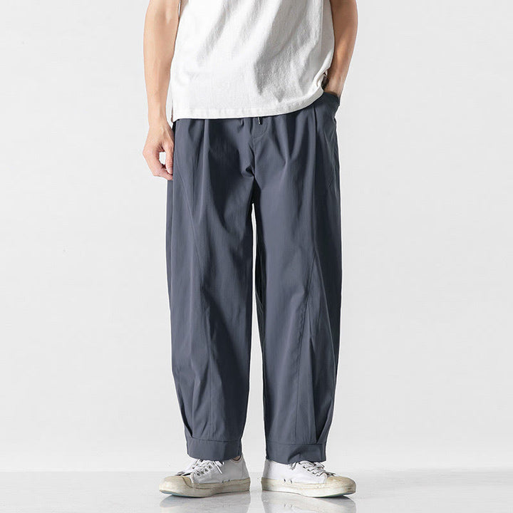 Buddha Stones Pantalon cargo harem homme d'été uni à cordon de serrage et poches, longueur cheville - Gris ardoise - US/UK/AU46，EU56 (5XL) - image 8