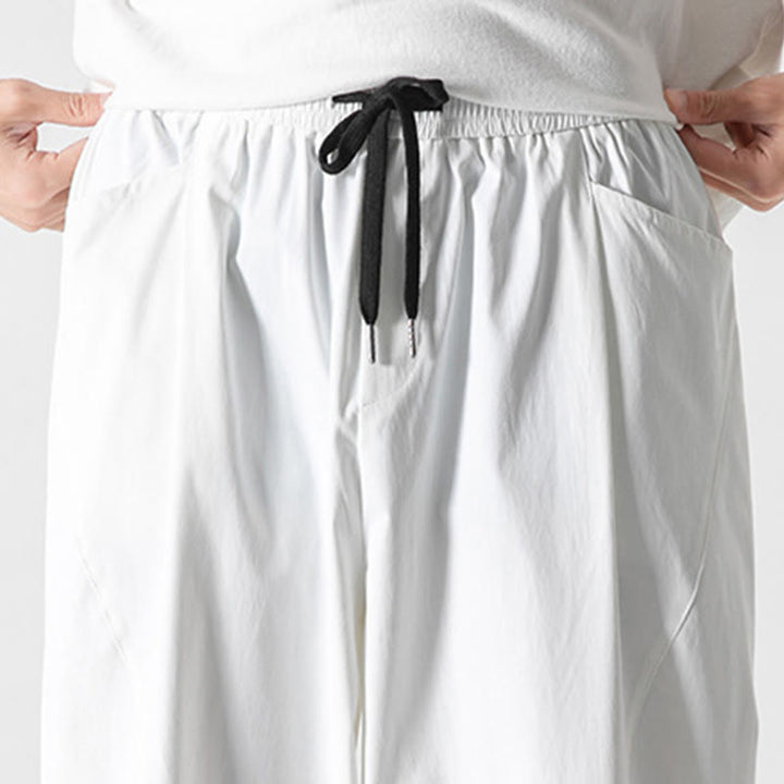 Buddha Stones Pantalon cargo harem homme d'été uni à cordon de serrage et poches, longueur cheville - image 34