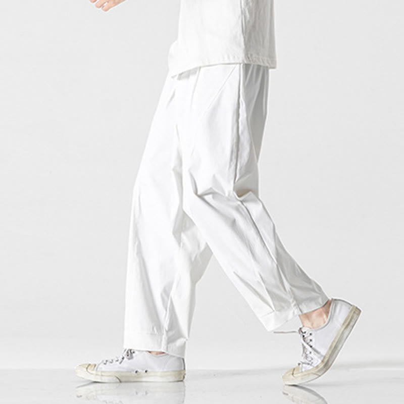 Buddha Stones Pantalon cargo harem homme d'été uni à cordon de serrage et poches, longueur cheville - image 25
