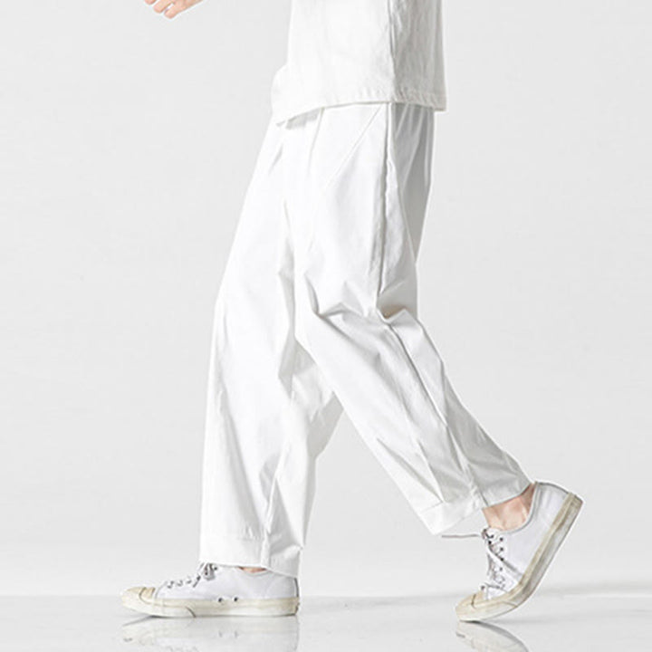 Buddha Stones Pantalon cargo harem homme d'été uni à cordon de serrage et poches, longueur cheville - image 25