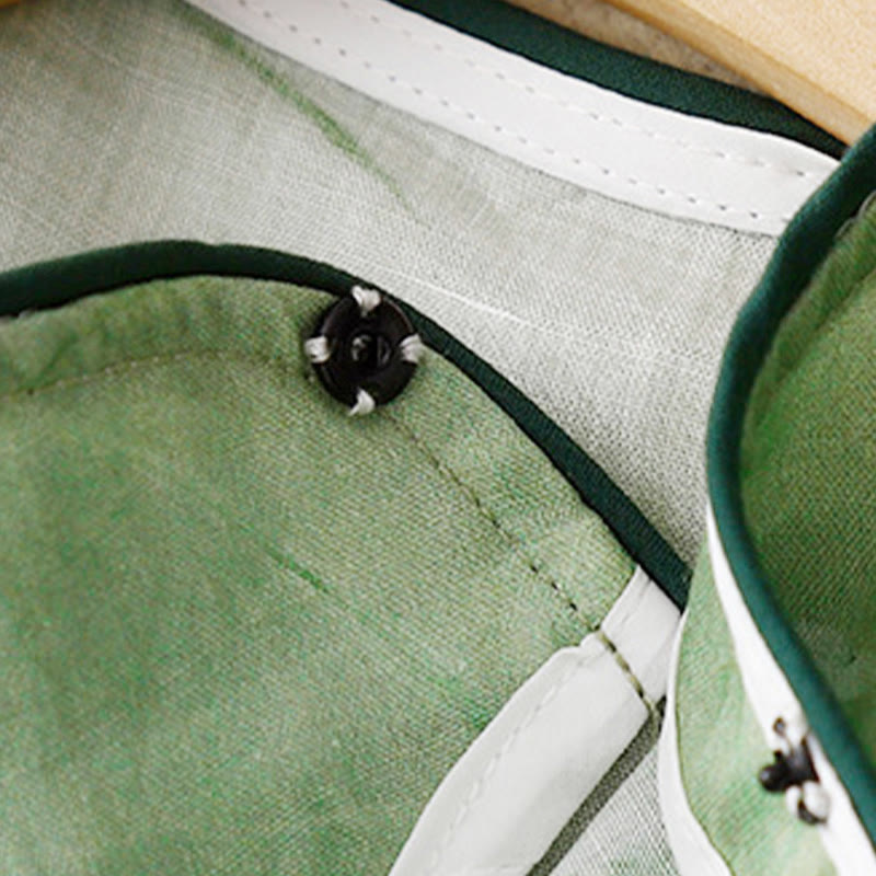 Buddha Stones Chemise à manches trois-quarts pour femme, motif orchidée blanche et fleurs rouges, boutonnière grenouille - image 4