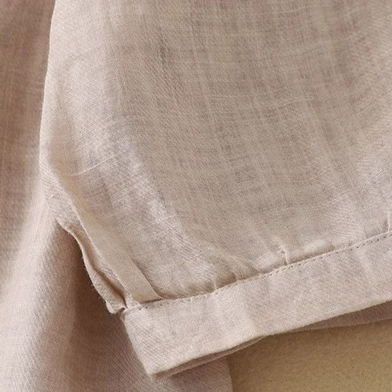 Buddha Stones Chemise femme unie à col rond et manches trois-quarts avec boutons - image 17