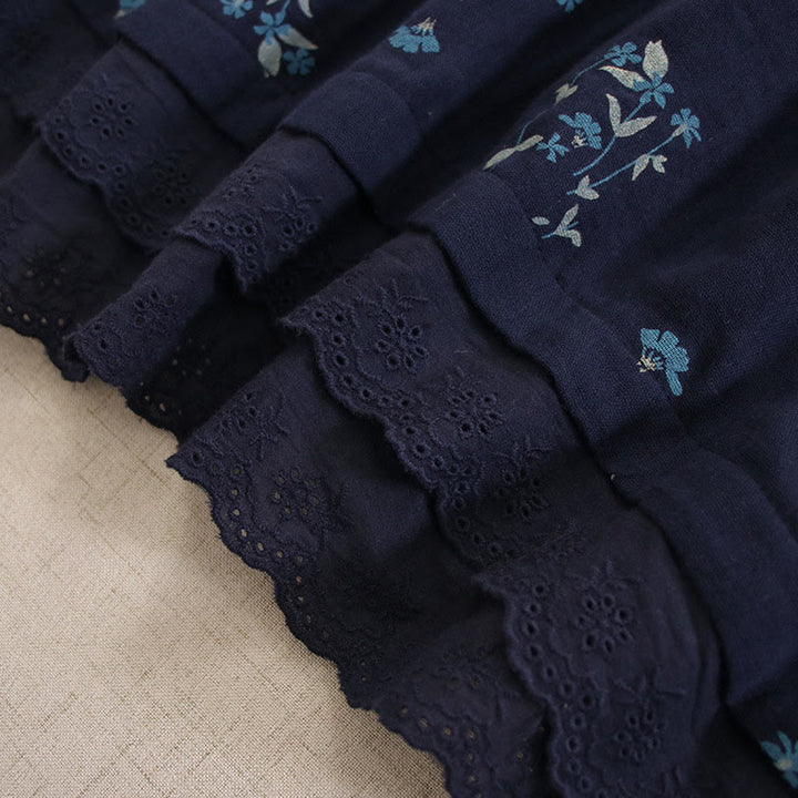 Buddha Stones Robe midi printanière à petits boutons, col rond, manches longues et poches, ornée d'un imprimé floral discret - image 5