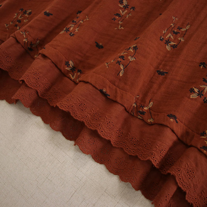 Buddha Stones Robe midi printanière à petits boutons, col rond, manches longues et poches, ornée d'un imprimé floral discret - image 28