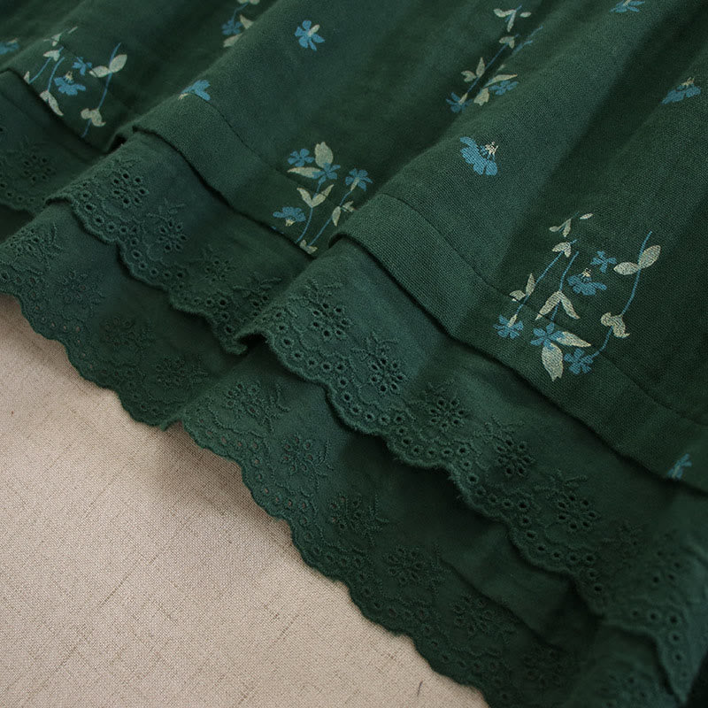 Buddha Stones Robe midi printanière à petits boutons, col rond, manches longues et poches, ornée d'un imprimé floral discret - image 35