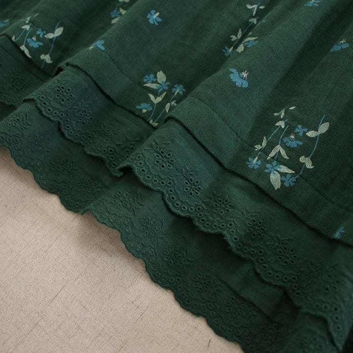 Buddha Stones Robe midi printanière à petits boutons, col rond, manches longues et poches, ornée d'un imprimé floral discret - image 35