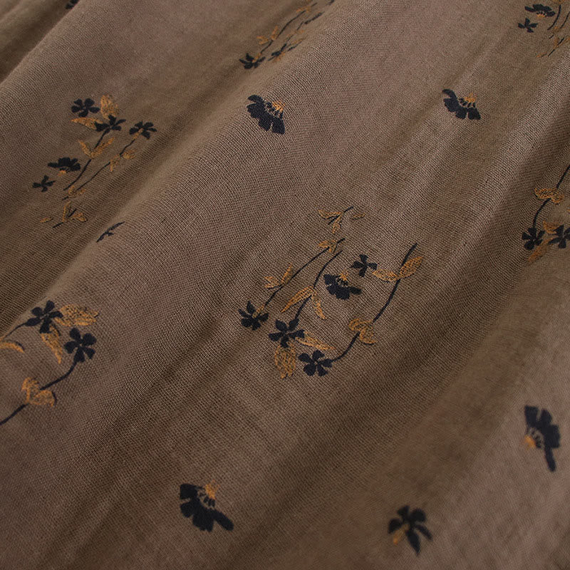 Buddha Stones Robe midi printanière à petits boutons, col rond, manches longues et poches, ornée d'un imprimé floral discret - image 43