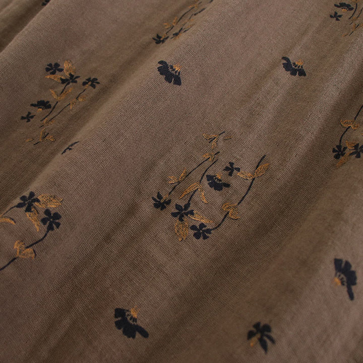 Buddha Stones Robe midi printanière à petits boutons, col rond, manches longues et poches, ornée d'un imprimé floral discret - image 43