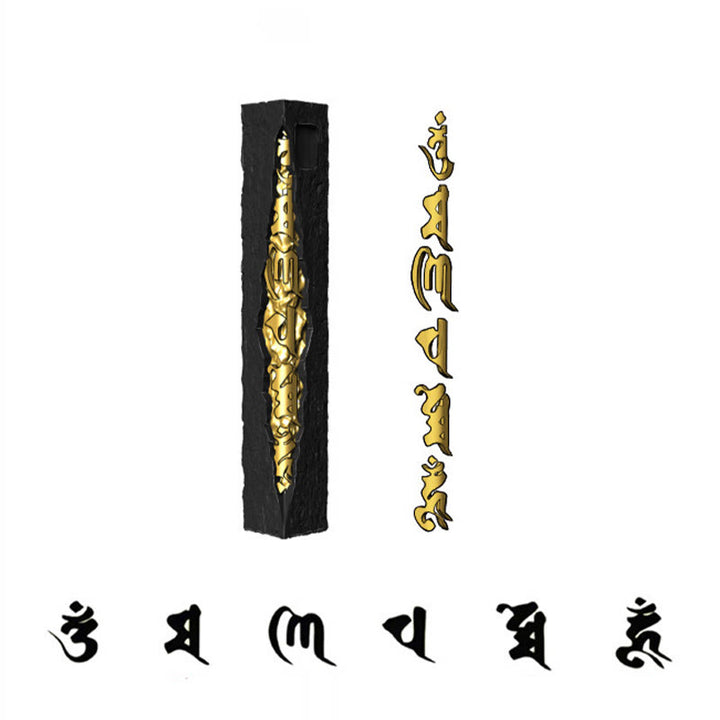 Buddha Stones Collier pendentif Om Mani Padme Hum en argent sterling 999 et or 999, symbole de sagesse - image 13