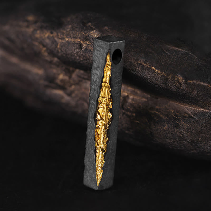 Buddha Stones Collier pendentif Om Mani Padme Hum en argent sterling 999 et or 999, symbole de sagesse - image 0