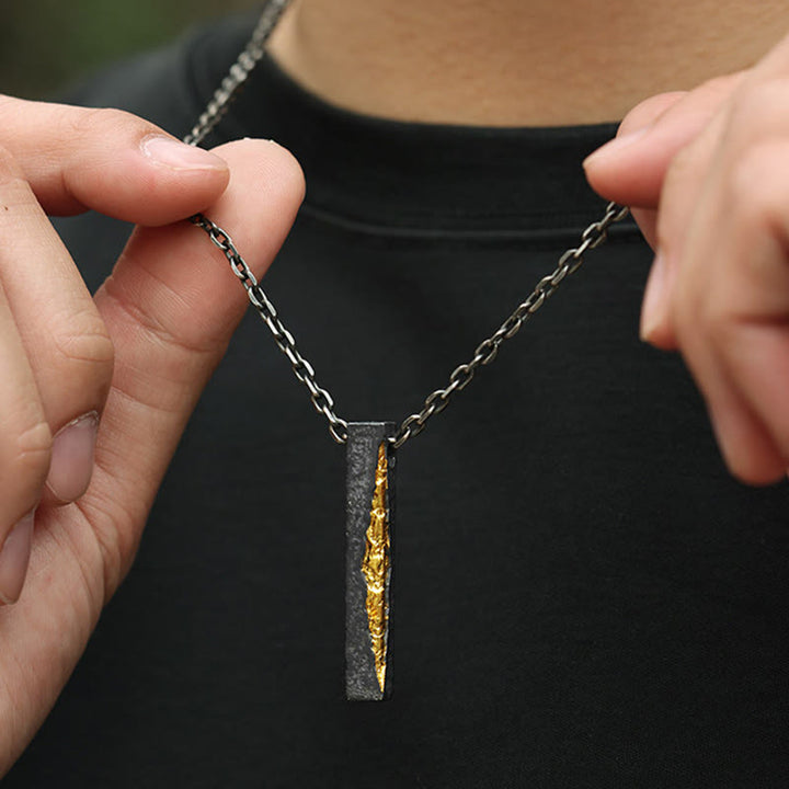 Buddha Stones Collier pendentif Om Mani Padme Hum en argent sterling 999 et or 999, symbole de sagesse - image 11