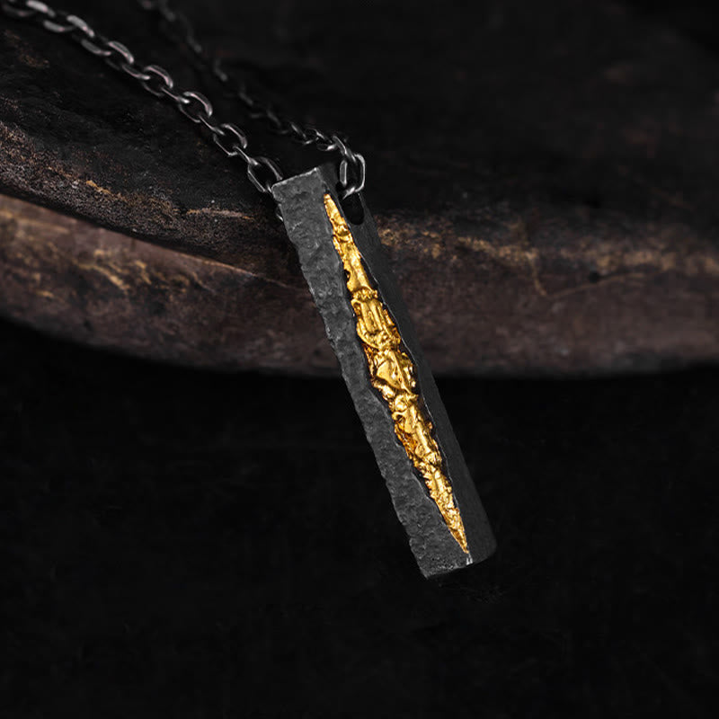 Buddha Stones Collier pendentif Om Mani Padme Hum en argent sterling 999 et or 999, symbole de sagesse - image 2