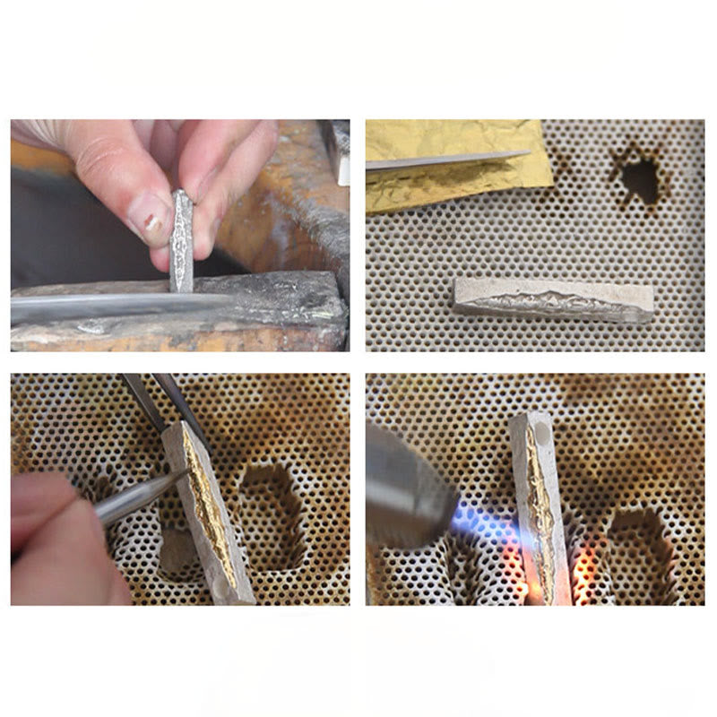 Buddha Stones Collier pendentif Om Mani Padme Hum en argent sterling 999 et or 999, symbole de sagesse - image 14