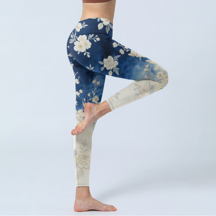 Buddha Stones Leggings de sport élégants et raffinés à imprimé floral, pantalon de yoga pour femme - image 3