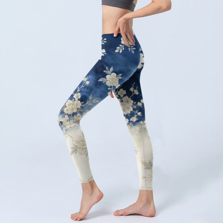 Buddha Stones Leggings de sport élégants et raffinés à imprimé floral, pantalon de yoga pour femme - image 2