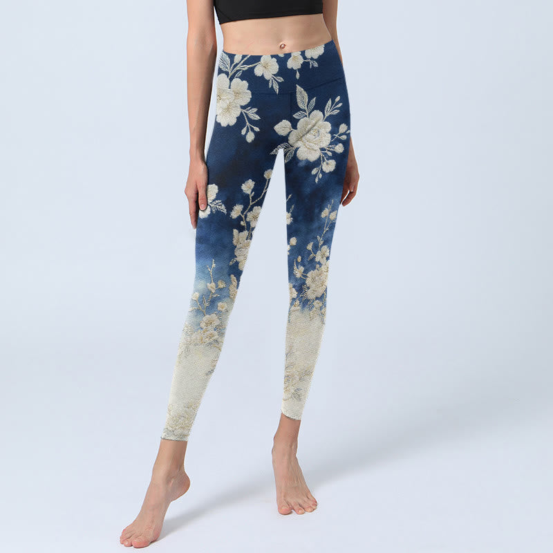 Buddha Stones Leggings de sport élégants et raffinés à imprimé floral, pantalon de yoga pour femme - image 5