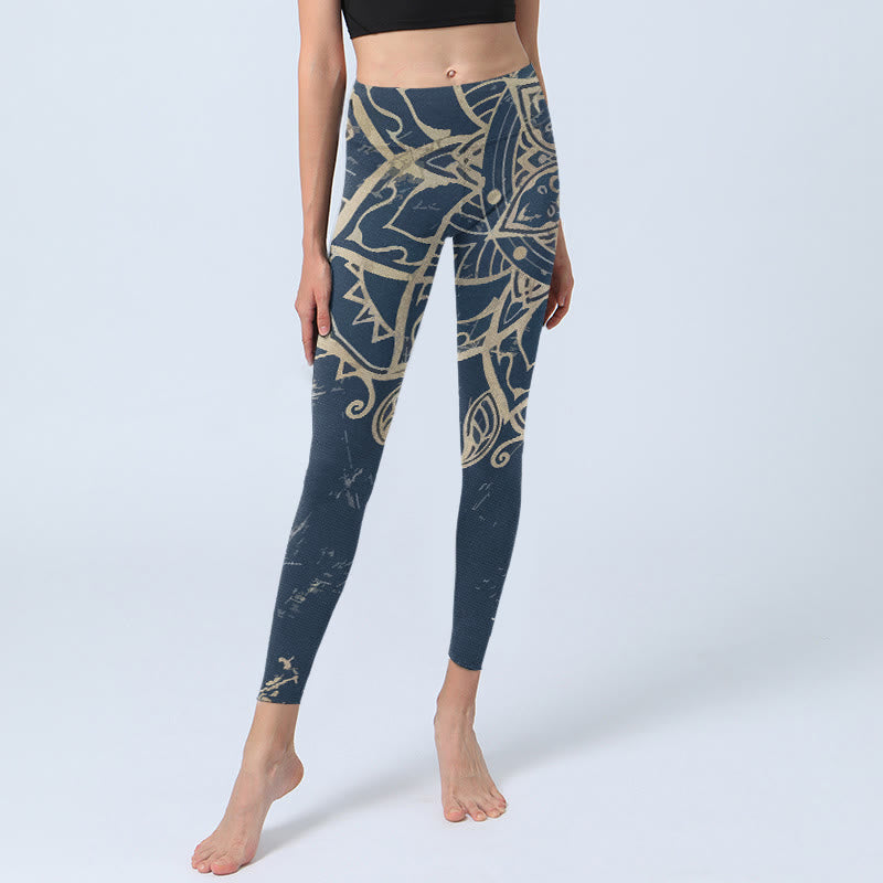 Buddha Stones Leggings de sport imprimés mandala rétro, pantalon de yoga pour femme - image 5