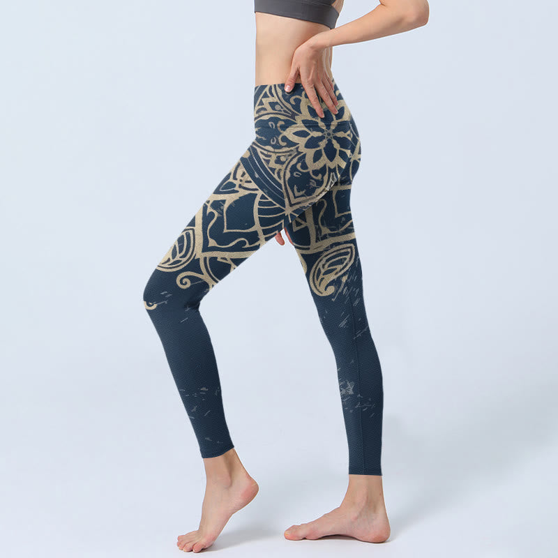 Buddha Stones Leggings de sport imprimés mandala rétro, pantalon de yoga pour femme - image 2