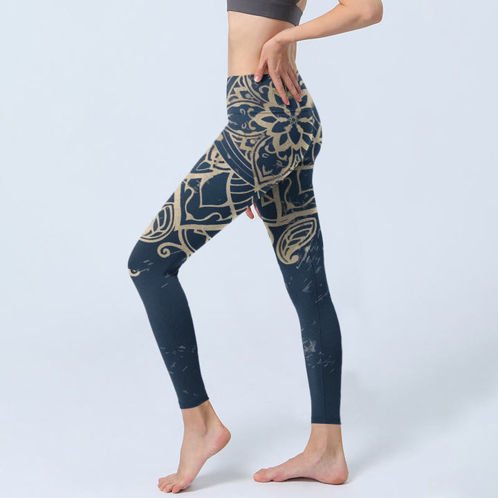 Buddha Stones Leggings de sport imprimés mandala rétro, pantalon de yoga pour femme - image 2