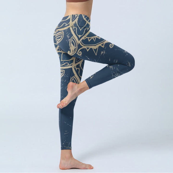 Buddha Stones Leggings de sport imprimés mandala rétro, pantalon de yoga pour femme - image 3