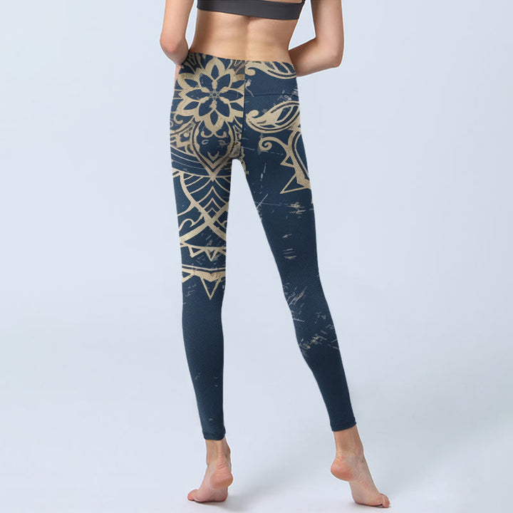 Buddha Stones Leggings de sport imprimés mandala rétro, pantalon de yoga pour femme - image 6