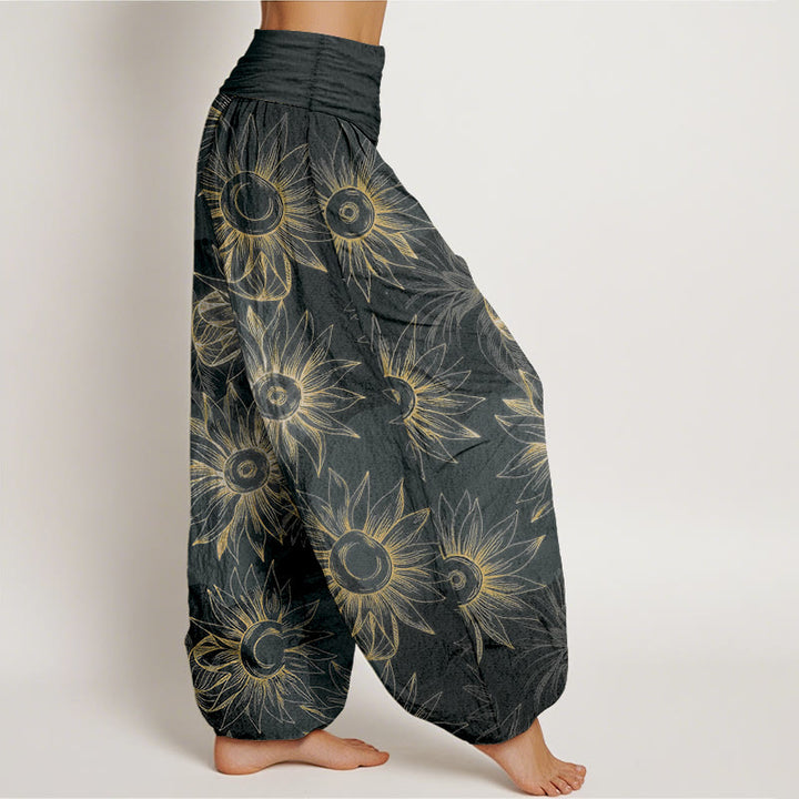 Buddha Stones Pantalon harem à taille élastique pour femme, imprimé floral rétro en coton - image 7