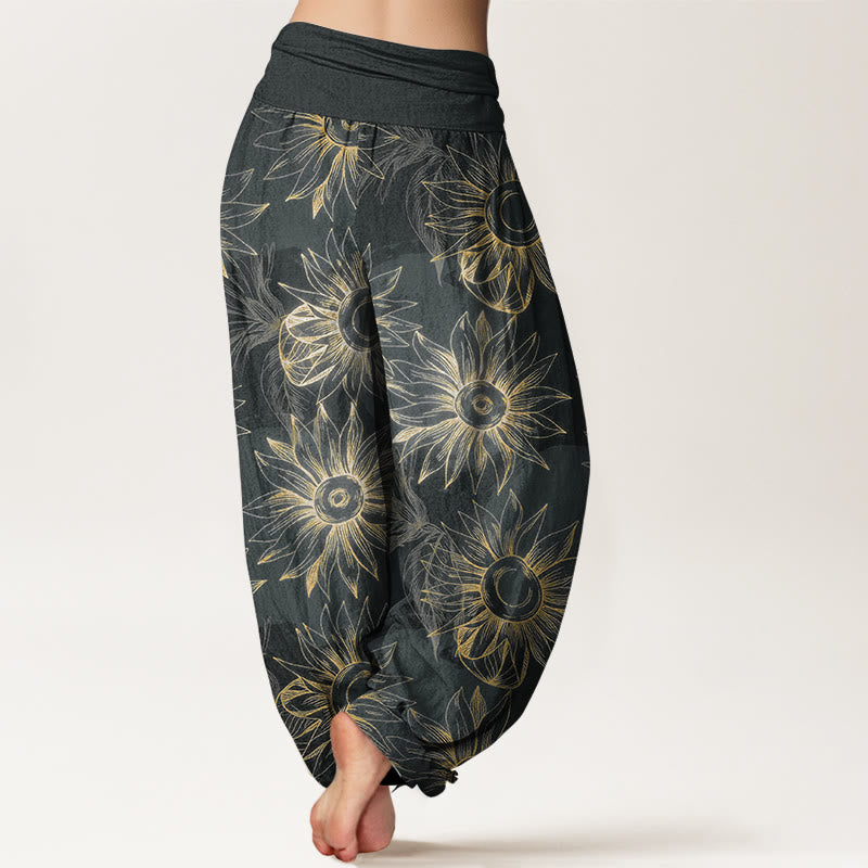 Buddha Stones Pantalon harem à taille élastique pour femme, imprimé floral rétro en coton - image 6