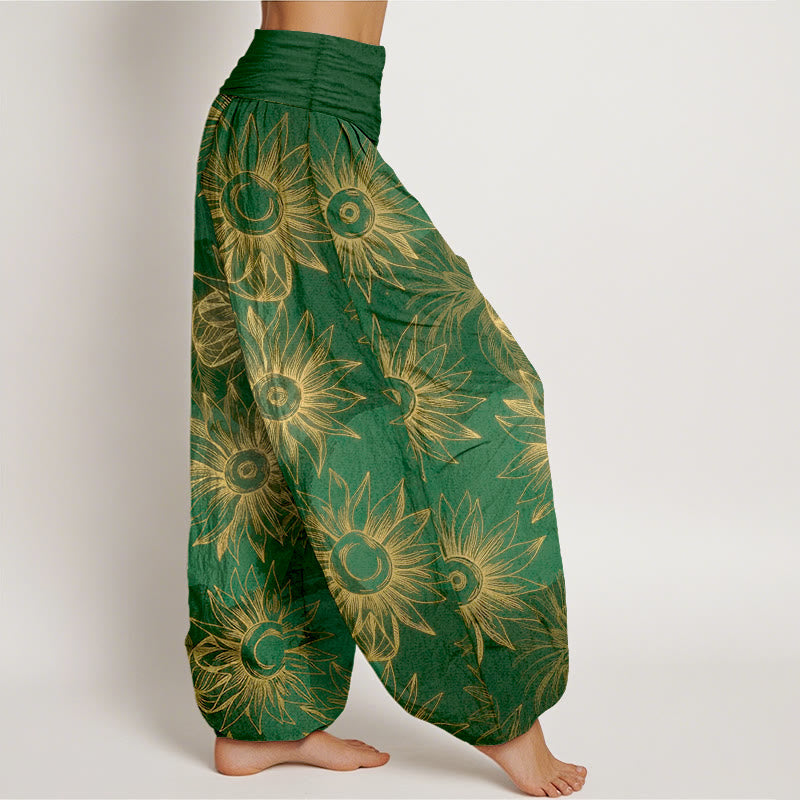 Buddha Stones Pantalon harem à taille élastique pour femme, imprimé floral rétro en coton - image 10