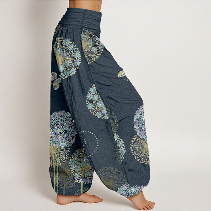 Buddha Stones Pantalon harem à taille élastique pour femme, en coton à motif pissenlit et papillons, style rêveur - image 10