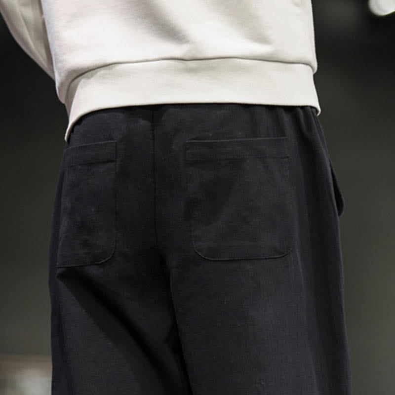 Buddha Stones Pantalon en coton pour homme, longueur cheville, taille élastique avec cordon de serrage et boutons brandebourg. - image 25
